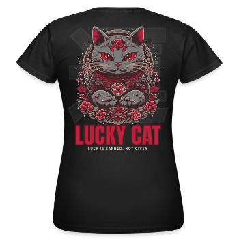Lucky Cat Maneki Neko Red - Women's T-Shirt - black - Back - AI Model Female 172 dark (172cm)