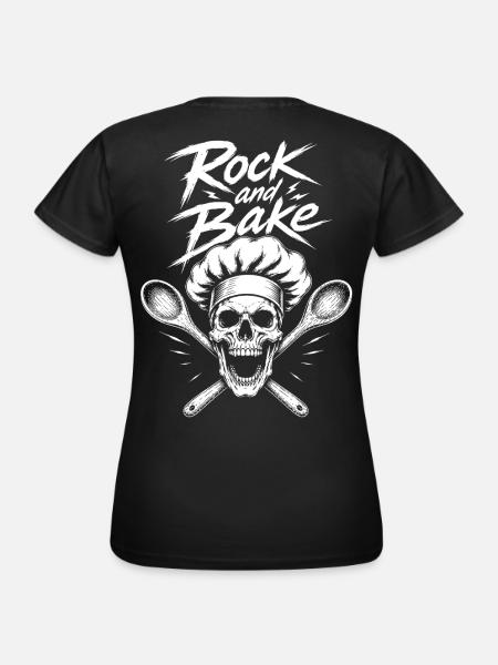 Rock and Bake Schädel Motiv - Frauen T-Shirt - Schwarz