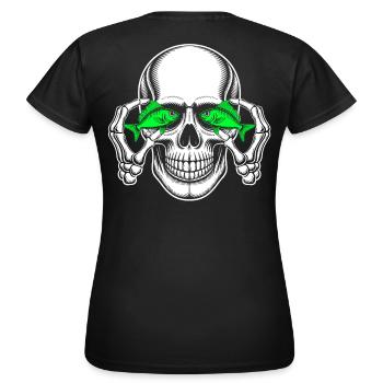Skull with green fish eyes - Women's T-Shirt - black - Back - AI Model Female 172 dark (172cm)