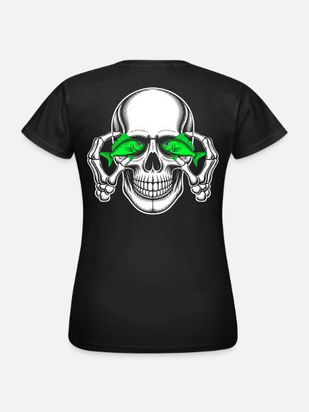Schädel mit grünen Fischaugen - Frauen T-Shirt - Schwarz