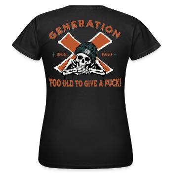 Generation X - Vintage Design - Frauen T-Shirt - Schwarz - Hinten - AI Model Female 172 dark (172cm)