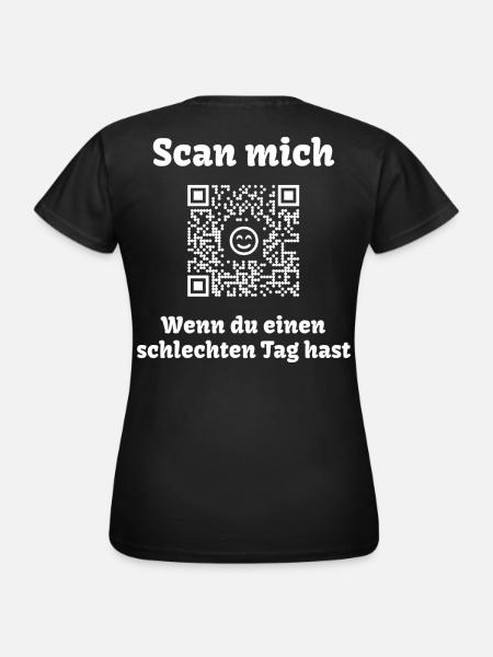 QR-Code mit freundlicher Botschaft (Scanne Mich) - Frauen T-Shirt - Schwarz