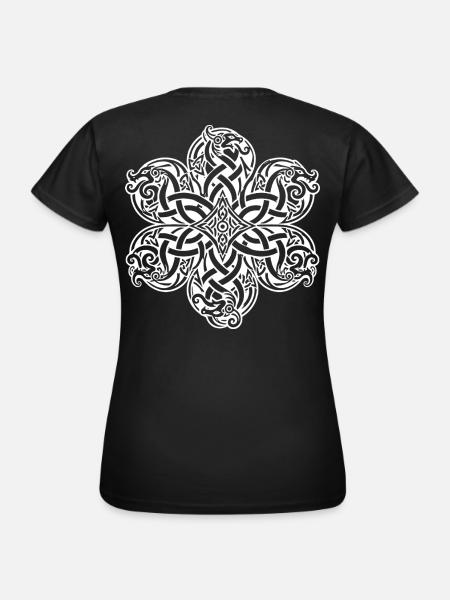 Verflochtener nordischer Drachenknoten - Frauen T-Shirt - Schwarz