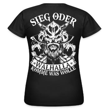 Sieg oder Walhalla - Frauen T-Shirt - Schwarz - Hinten - AI Model Female 172 dark (172cm)