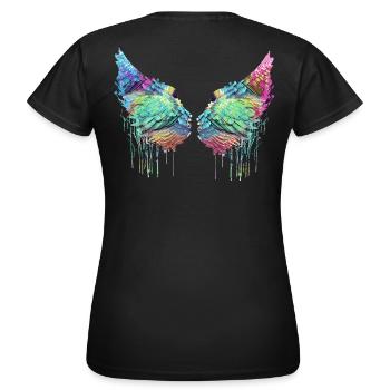 Angelwings,Wings,Aquarelle,Coloré,Angel Wings - T-shirt Femme - noir - Dos - AI Model Female 172 dark (172cm)