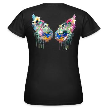 Angelwings,Wings,Coloré,Angel Wings,Fleurs - T-shirt Femme - noir - Dos - AI Model Female 172 dark (172cm)