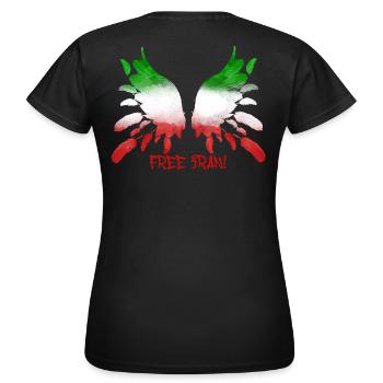Iran libre, Liberté, Iran, Angelwings,Engelsflügel - T-shirt Femme - noir - Dos - AI Model Female 172 dark (172cm)