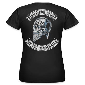 Wikinger See you in Valhalla Spruch - Frauen T-Shirt - Schwarz - Hinten - AI Model Female 172 dark (172cm)