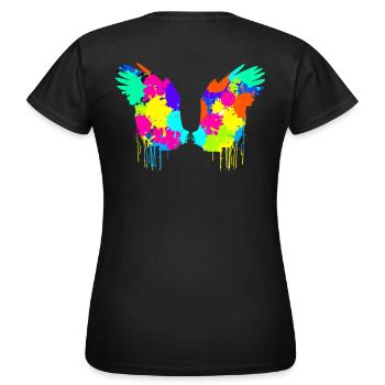 Angelwings,Wings,Aquarelle,Coloré, Angel Wings - T-shirt Femme - noir - Dos - AI Model Female 172 dark (172cm)
