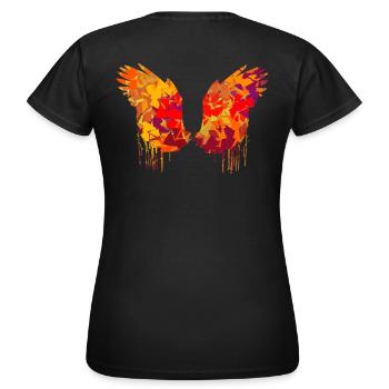 ailes d’ange,ailes,aquarelle,automne,ailes d’ange - T-shirt Femme - noir - Dos - AI Model Female 172 dark (172cm)
