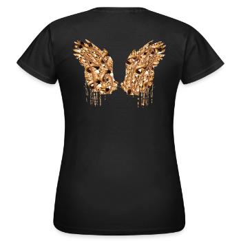 Angelwings,Ailes,Aquarelle,Or,Ailes d’ange - T-shirt Femme - noir - Dos - AI Model Female 172 dark (172cm)