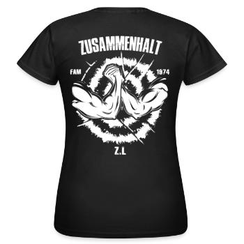 ZUSAMMENHALT 1974 FAM - Frauen T-Shirt - Schwarz - Hinten - AI Model Female 172 dark (172cm)