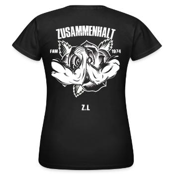 zusammenhalt rose 1974 FAM weiss - Frauen T-Shirt - Schwarz - Hinten - AI Model Female 172 dark (172cm)