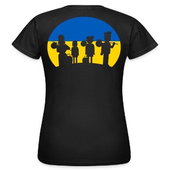 Les réfugiés ukrainiens aident les réfugiés - T-shirt Femme - noir - Dos - AI Model Female 172 dark (172cm)
