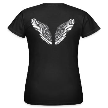 Angelwings,Ailes,Aquarelle,Blanc,Ailes d’ange - T-shirt Femme - noir - Dos - AI Model Female 172 dark (172cm)
