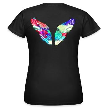 Angelwings,Wings,Aquarelle,Coloré,Angel Wings - T-shirt Femme - noir - Dos - AI Model Female 172 dark (172cm)