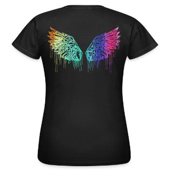 Angelwings,ailes,aquarelle,LGTB,ailes d’ange,coloré - T-shirt Femme - noir - Dos - AI Model Female 172 dark (172cm)