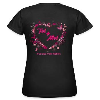 toi et moi c est une vraie histoire - T-shirt Femme - noir - Dos - AI Model Female 172 dark (172cm)