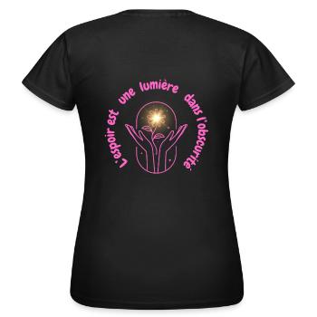 L' espoir est une lumière dans l'obscurité - T-shirt Femme - noir - Dos - AI Model Female 172 dark (172cm)