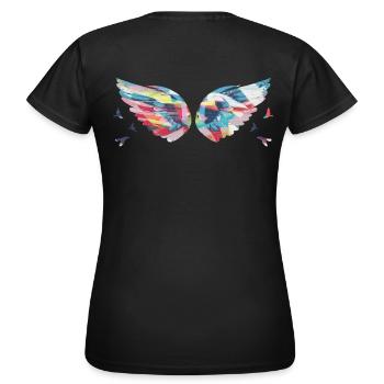 Angelwings,Wings,Aquarelle,Coloré,Angel Wings - T-shirt Femme - noir - Dos - AI Model Female 172 dark (172cm)