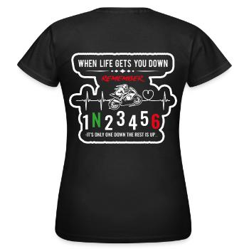 Quand la vie vous déprime - Moto / Moto - T-shirt Femme - noir - Dos - AI Model Female 172 dark (172cm)