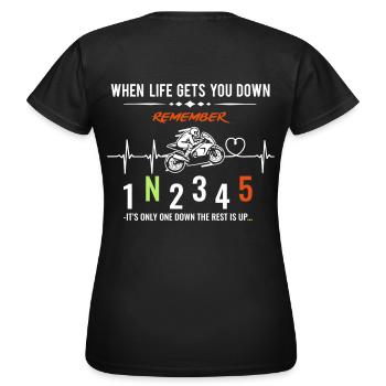 Quand la vie vous déprime - Moto / Moto - T-shirt Femme - noir - Dos - AI Model Female 172 dark (172cm)