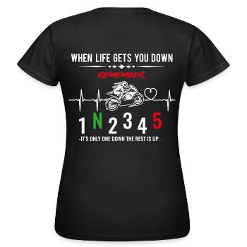 Quand la vie vous déprime - Moto / Moto - T-shirt Femme - noir - Dos - AI Model Female 172 dark (172cm)