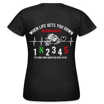 Quand la vie vous déprime - Moto / Moto - T-shirt Femme - noir - Dos - AI Model Female 172 dark (172cm)