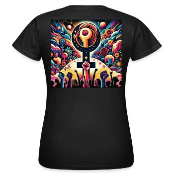 Frauentag - Frauen T-Shirt - Schwarz - Hinten - AI Model Female 172 dark (172cm)