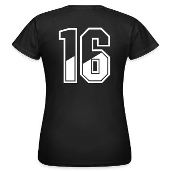 16 ans Maillot numéro 16 T-shirt numéro 16 - T-shirt Femme - noir - Dos - AI Model Female 172 dark (172cm)