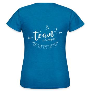 DESIGN TEE SHIRT EVJF TEAM COPINES TENDANCE - T-shirt Femme - bleu saphir antique chiné - Dos - AI Model Female 172 dark (172cm)