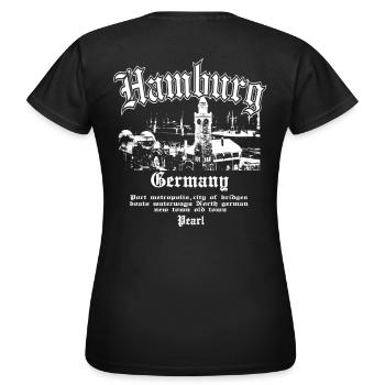 Perle de Hambourg - Souvenir de la ville hanséatique - T-shirt Femme - noir - Dos - AI Model Female 172 dark (172cm)