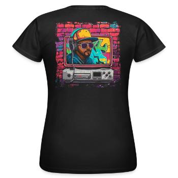 Style rétro - T-shirt Femme - noir - Dos - AI Model Female 172 dark (172cm)