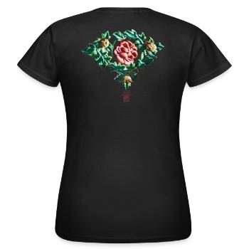 Chinesisch_Blumen_Verbotene Stadt_Pfingstrose1420 - T-shirt Femme - noir - Dos - AI Model Female 172 dark (172cm)