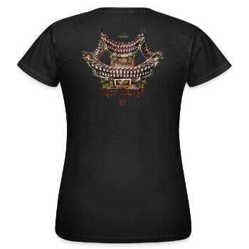Chinesisch_Architektur im Sommerpalast_Jilan 1885 - Frauen T-Shirt - Schwarz - Hinten - AI Model Female 172 dark (172cm)