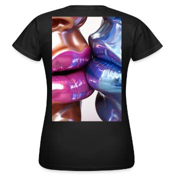 Metal Art - Kissing Wall - purple - Women's T-Shirt - black - Back - AI Model Female 172 dark (172cm)