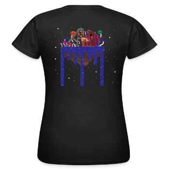 Construire sur une île remplie de champignons. - T-shirt Femme - noir - Dos - AI Model Female 172 dark (172cm)
