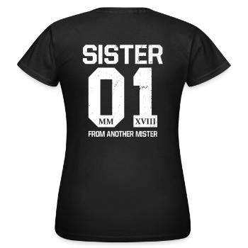 Sister 01 from another mister sisters outfit - Women's T-Shirt - black - Back - AI Model Female 172 dark (172cm)