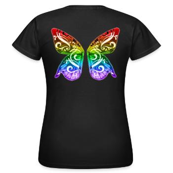 Rainbow Butterfly Gay Pride LGBT LGBTQ Love - Women's T-Shirt - black - Back - AI Model Female 172 dark (172cm)
