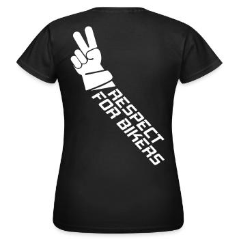 Respect for Bikers - Bikergruß für Motorradfahrer - Frauen T-Shirt - Schwarz - Hinten - AI Model Female 172 dark (172cm)