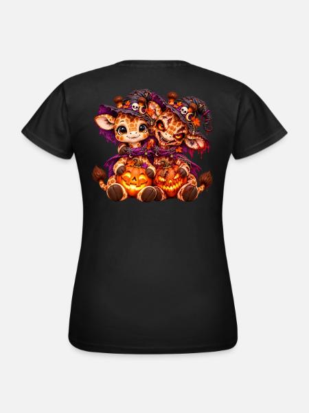 Giraffe Gir'Halloween-Kuschel (Yin-Yang) - Frauen T-Shirt - Schwarz