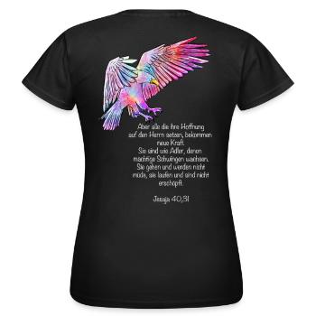 Adler mit Text - Frauen T-Shirt - Schwarz - Hinten - AI Model Female 172 dark (172cm)