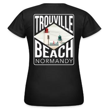 Trouville Strand Normandie - Frauen T-Shirt - Schwarz - Hinten - AI Model Female 172 dark (172cm)