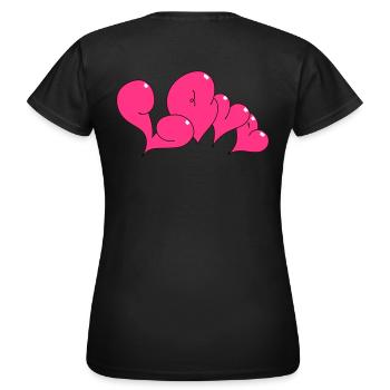 Love Bubble heart Style - Frauen T-Shirt - Schwarz - Hinten - AI Model Female 172 dark (172cm)