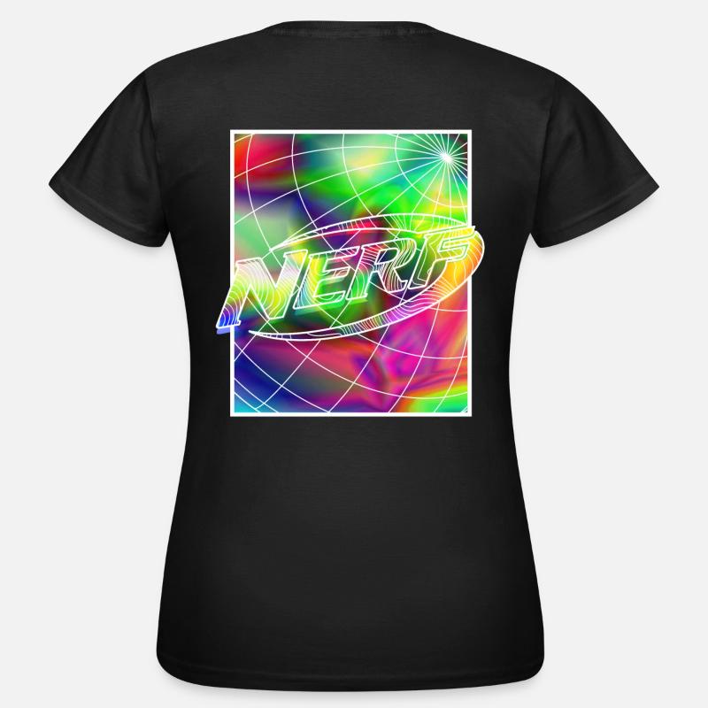 Nerf Regenbogen Quadrat Logo - Dame-T-shirt - sort