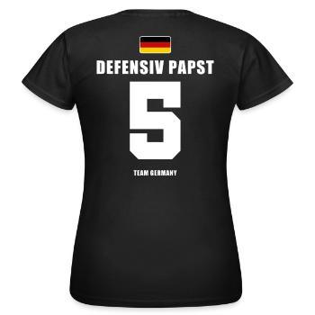 Deutschland Fussball Abwehr Fußball - Frauen T-Shirt - Schwarz - Hinten - AI Model Female 172 dark (172cm)
