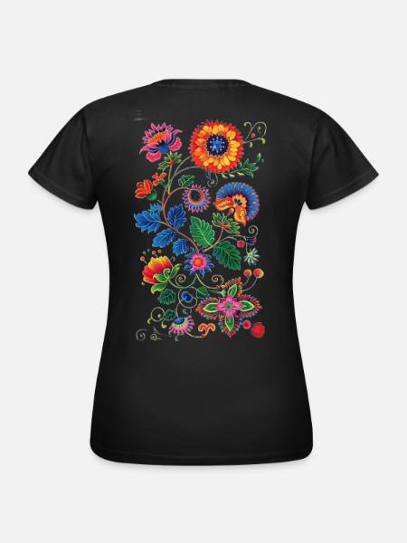 Schönes Blumenmuster - Frauen T-Shirt - Schwarz