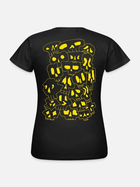 Skulls (Outlines Gelb) - Frauen T-Shirt - Schwarz