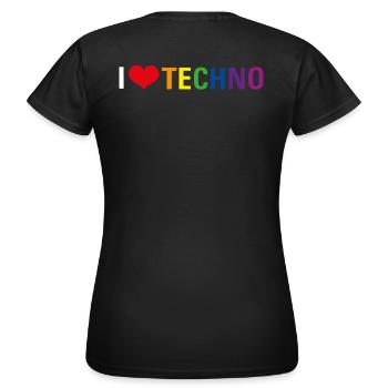 Ich liebe Techno - Frauen T-Shirt - Schwarz - Hinten - AI Model Female 172 dark (172cm)