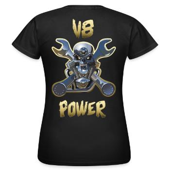 Motor v8 Power Gold - Frauen T-Shirt - Schwarz - Hinten - AI Model Female 172 dark (172cm)